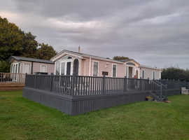 For Sale - Sited Static 2014 Willerby VOGUE Caravan with Large L Shape Decking & Rear Garden + Aluminium Shed