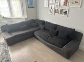 L shaped navy blue Habitat sofa