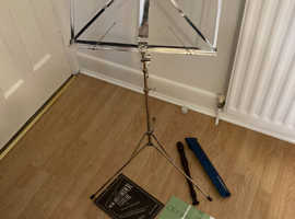 Music Stand.  Vintage Descant Recorder.  Recorder Music Books.