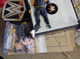 Wrestling figures plus wrestling ring used