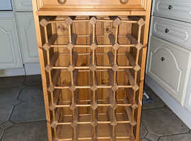 SOLID PINE WINE RACK WITH DRAWER
