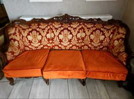 Victorian 3 seater sofa x2 and matching chair
