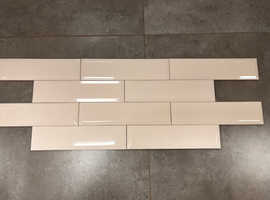 QUALITY WALL TILES 300x75x9mm (MERSEY CREAM GLOSS BEVELLED) - END OF LINE SPECIALPRICE