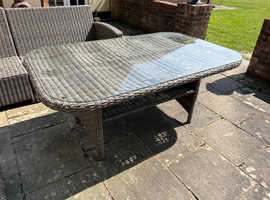 Glass Top Rattan Table