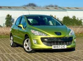 Peugeot 308, 2007 (57) Green Hatchback, Manual Petrol, 108,272 miles. Long Mot