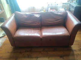 FREE brown leather sofa, still available 6th May
