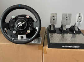 Trustmaster T-GT II pack wheel base and steering wheel together with Thrustmaster T-LCM loadcell pedals