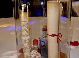 8 glass domes with wooden bases