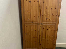 Double pine wardrobe with drawer underneath