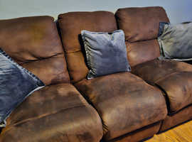 Brown 3/ seater and chair