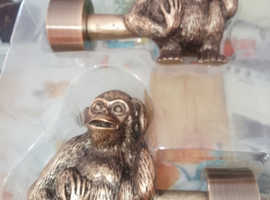 2 new lovely monkeys curtains pole ends