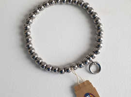 Fossil Stainless Steel Stretch Bead/Ball Bracelet Charm Crystal