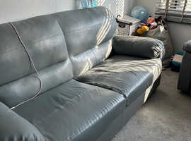 Grey leather sofa