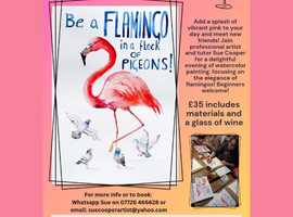 Paint and Sip a watercolour flamingo