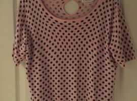 (454) Next pink spotty top, size 14