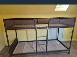 IKEA Bunk Bed in grey with new mattresses, can deliver