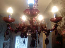 Beautiful chandelier Mulberry colour in Immaculate/ Perfect Condition