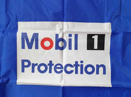 Mobil 1 Oil Rare Discontinued Reusable Seat Cover Blue, Red Stitched Piping