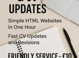 Fast HTML Websites & CV Updates - Only £10!