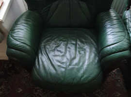 2 leather green single sofa chairs