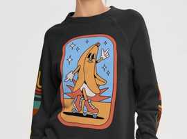 Black Hoodie | Chill Bread Vibes Unisex Sponge Fleece Raglan Sweatshirt | Winter Clothes | Women's clothing in UK