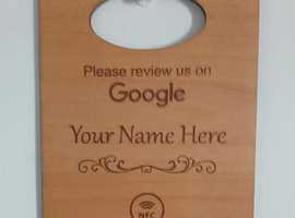 Tap to Review Sign with Handle. NO MONTHLY FEES. Any review site can be used and engraved. Personalise.