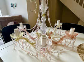 Pastel coloured 6-light chandelier