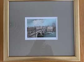 Three framed lithograph prints of London scenes