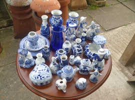 Blue and white pottery chinese japenese and delf etc
