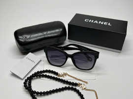 Used Chanel Sunglasses - Square Sunglasses Acetate Black Pearls Bracelet