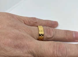 New GUCCI engraved Men's women's gold colour band ring designer fashion luxury style