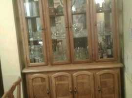 LARGE WOODEN GLASS-FRONTED DISPLAY CABINET