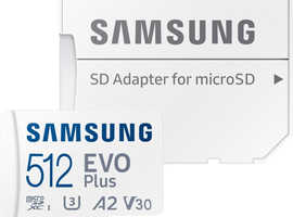 SAMSUNG EVO PLUS 130MB/S 512GB MICROSDXC UHS-I MEMORY CARD WITH ADAPTER