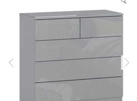 Grey drawers with glass top and fronts