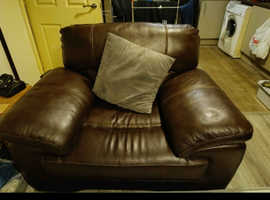 Leather 2 seater sofa and armchair
