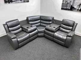 Brand New Large Corner L Shape 5 Seater Recliner Sofa Pu Leather For Sale