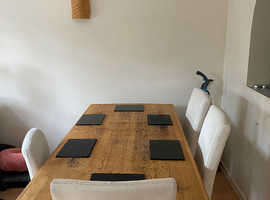 Modern solid oak dining table seats six