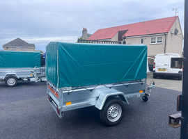 BRAND NEW 7X4 SINGLE AXLE TRAILER WITH FRAME AND COVER/TIPPING FEATURE 75OKG
