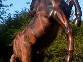Hand Carved Wooden Horse Sculpture.
