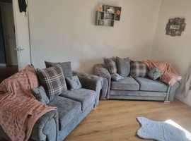 **   **Luxury Brand New Corner Arrangement - 2 & 3 Seater Set with Footstool