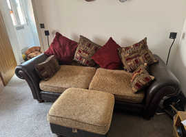 3 piece settee with storage footstool