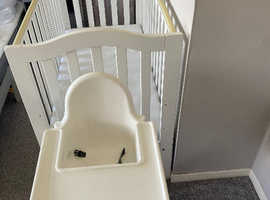 Cot and highchair