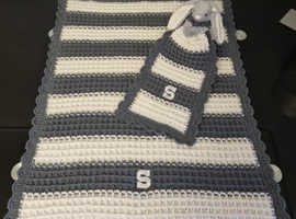 Crochet Baby blanket, Personalised, Girl's and Boy's colours available