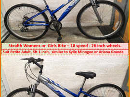 Stealth Womens or Girls Bike. 18 speed. 26 inch wheels.