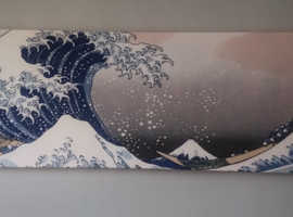 The Great Wave At Kanagawa by Katsushika Hokusai Panoramic Painting on Canvas. 50.8cm H x 152.4cm W