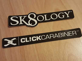 CL!CK Carabiner & Sk8ology Thick Vinyl Board Stickers - Brand New!