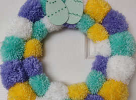 Handmade Lemon, Lilac, Mint and White Easter Wreath Decor