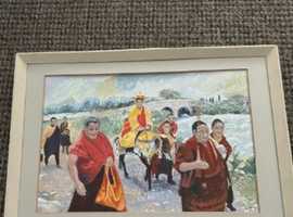 Procession oil painting on board signed J W John  Waters