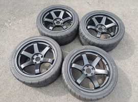 Set of Rota Grid Drifts 18" Alloy Wheels and 265 35 18 93W  Yokohama Advan Neova Tyres