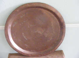 Round Copper Tray With Inscribed Signatures.